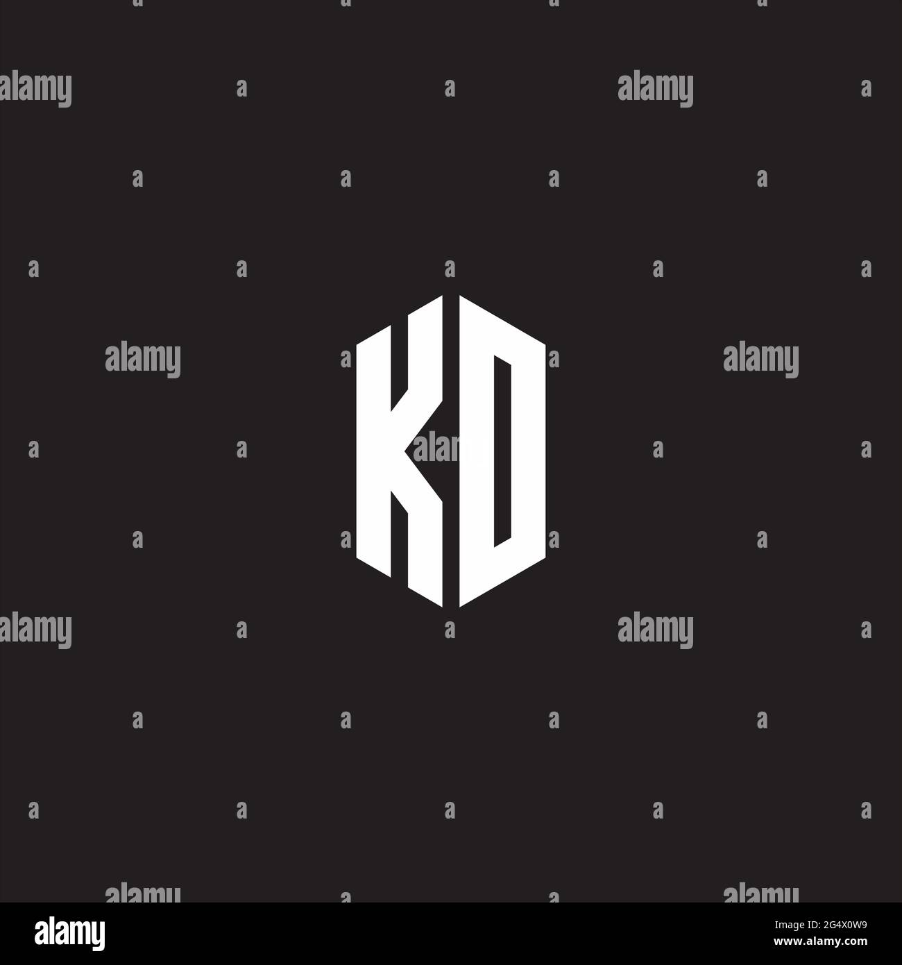 KO Logo monogram with hexagon shape style design template isolated on black background Stock Vector