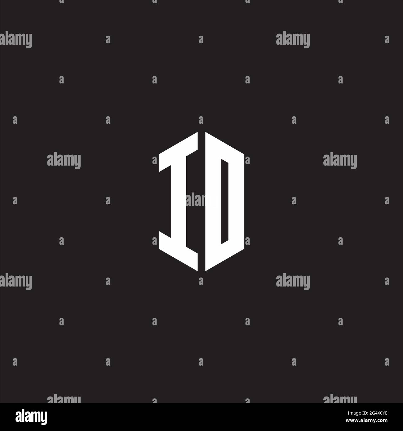 ID Logo monogram with hexagon shape style design template isolated on black background Stock Vector