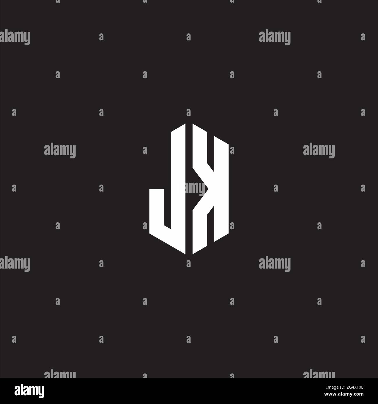 JK Logo monogram with hexagon shape style design template isolated on ...