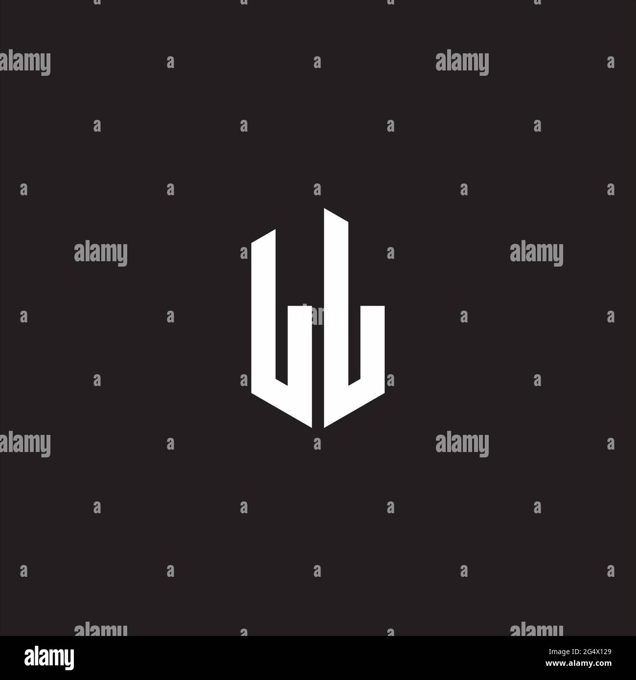 LL Logo monogram with hexagon shape style design template isolated on black background Stock Vector