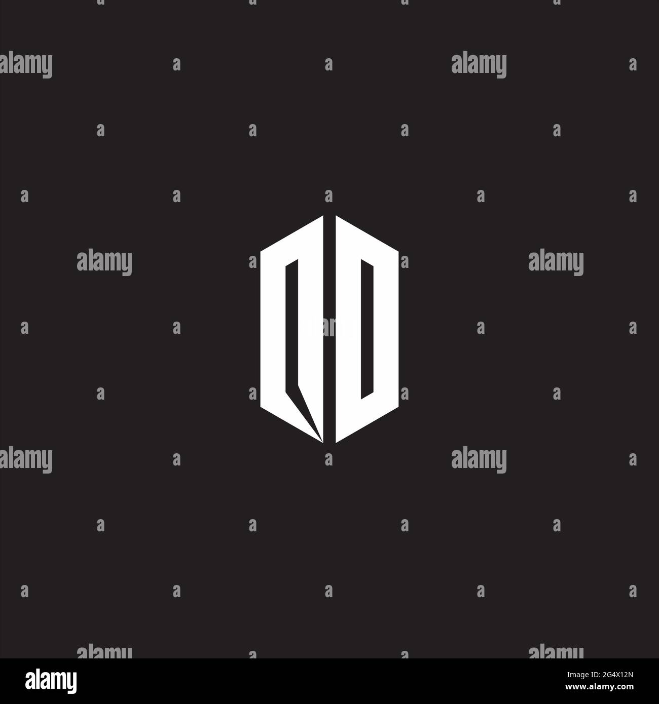 OO Logo monogram with hexagon shape style design template isolated on black background Stock Vector