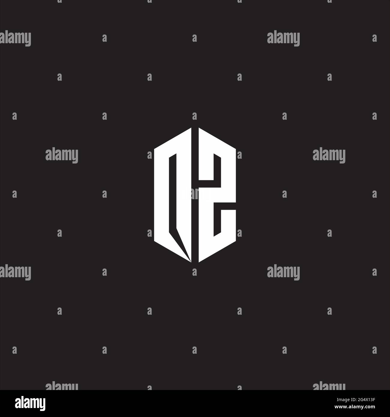 OZ Logo monogram with hexagon shape style design template isolated on ...