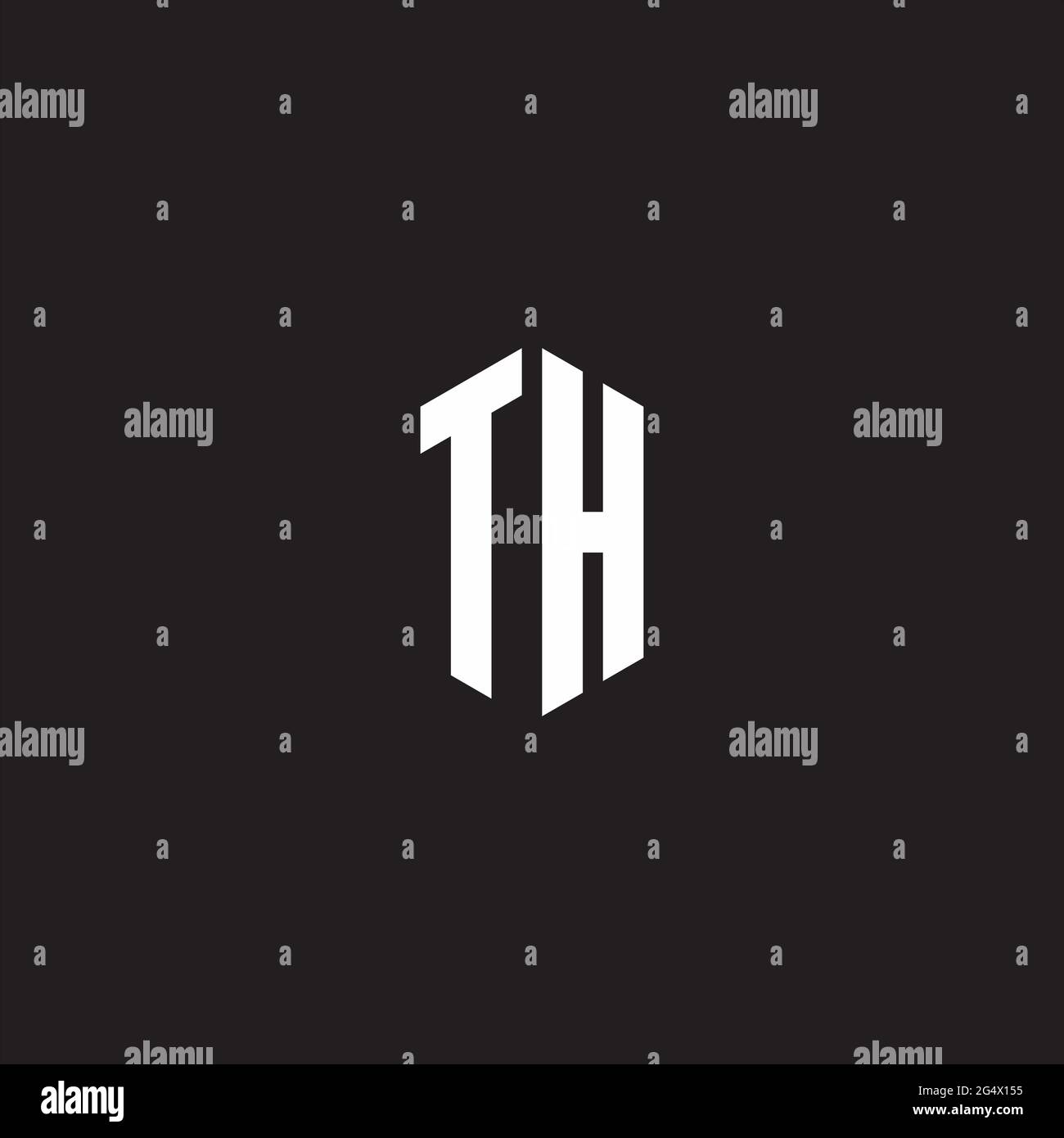 TH Logo monogram with hexagon shape style design template isolated on black background Stock Vector