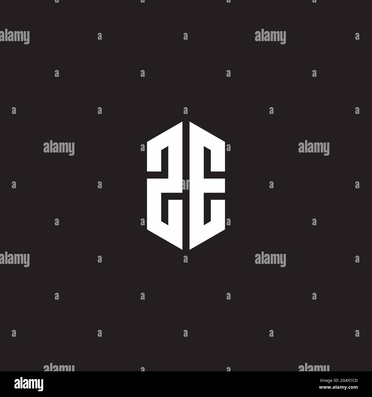 ZE Logo monogram with hexagon shape style design template isolated on ...