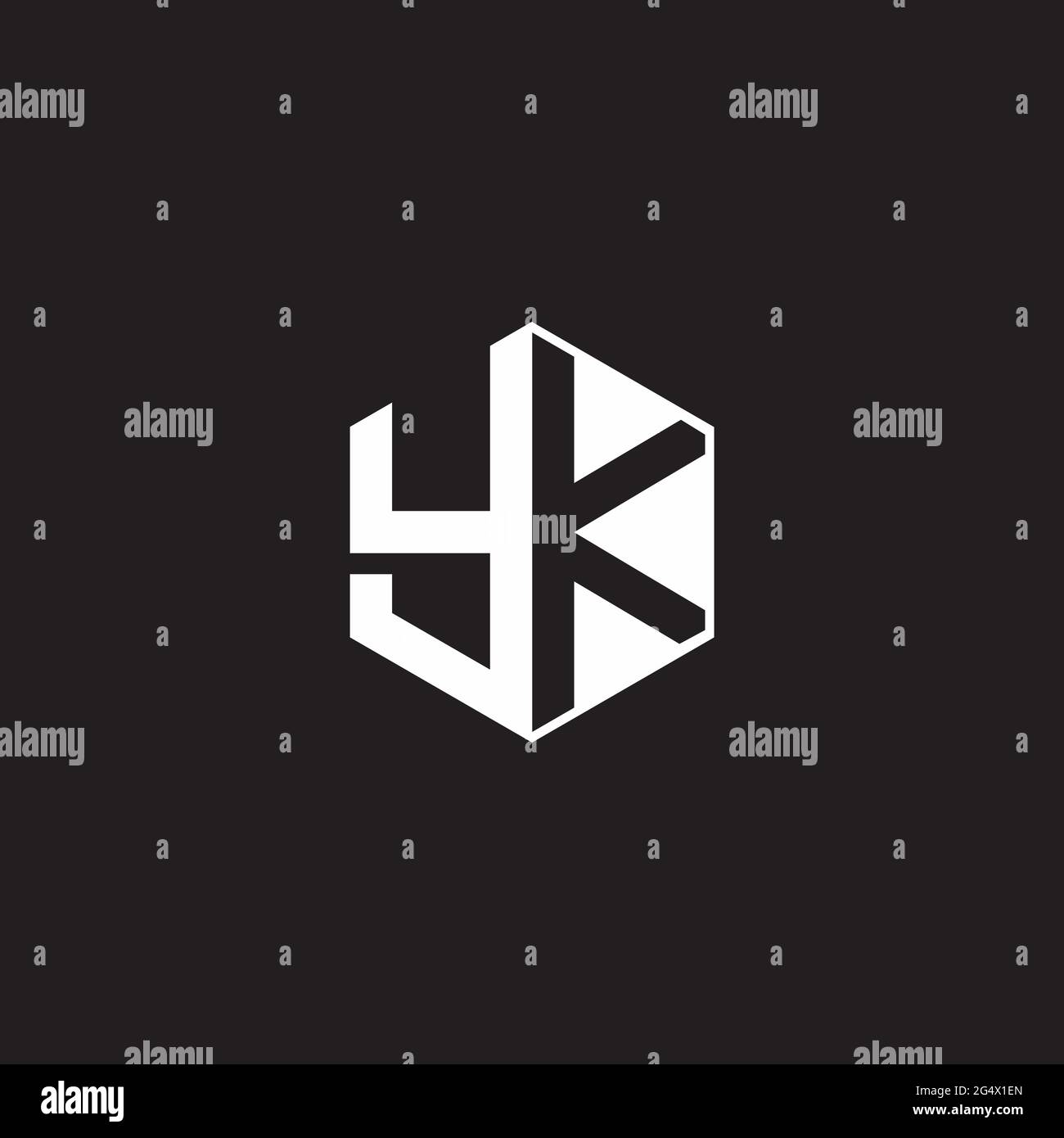 YK Y K KY Logo monogram hexagon with black background negative space ...