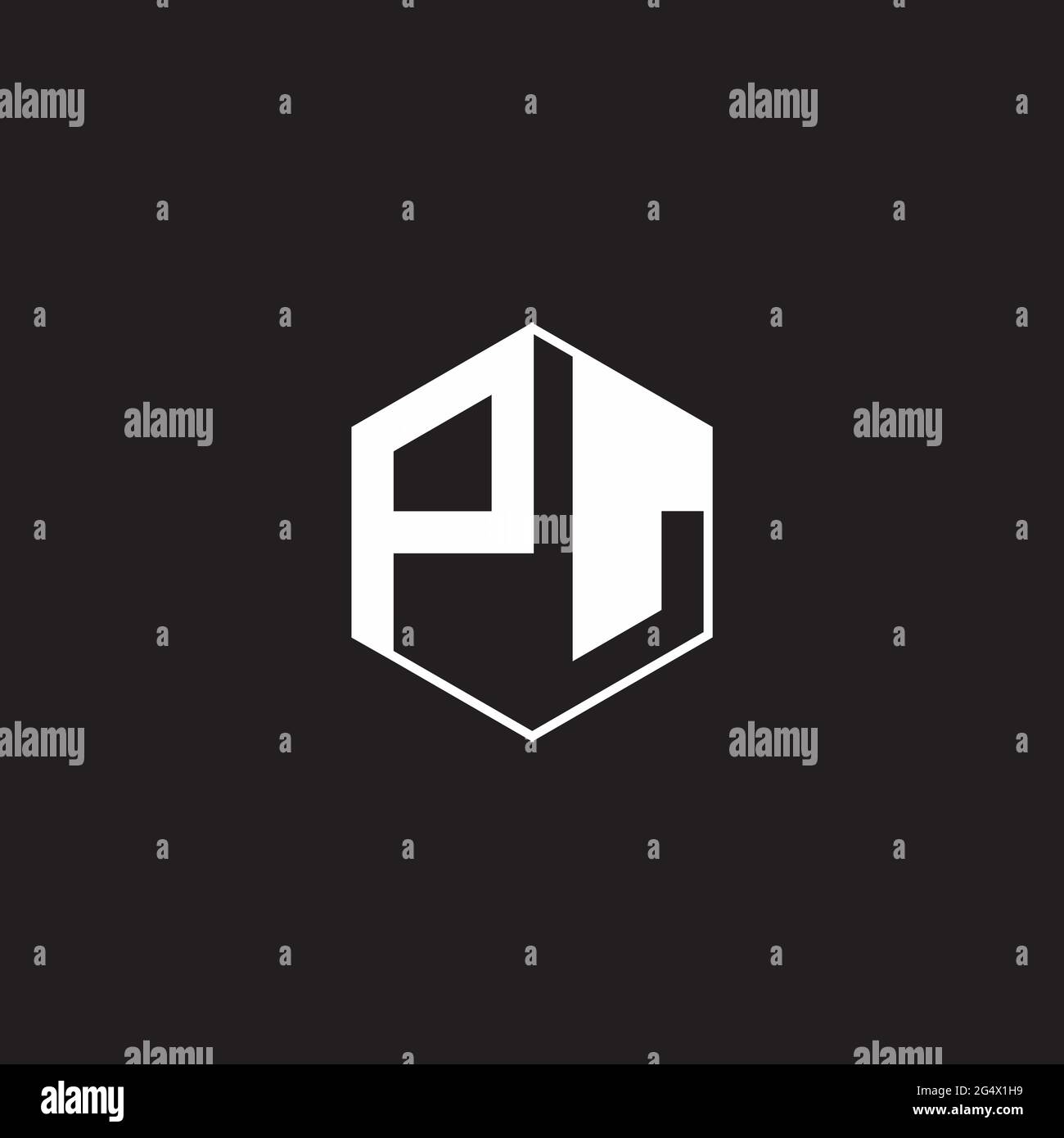 PL P L LP Logo monogram hexagon with black background negative space ...