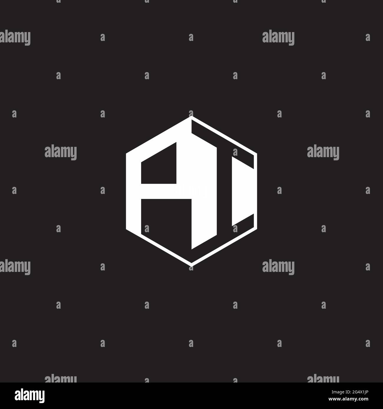 PI P I IP Logo monogram hexagon with black background negative space ...