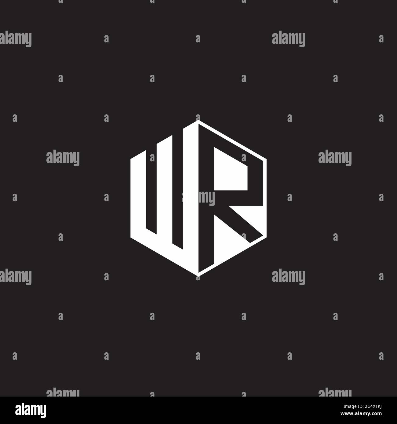 WR W R RW Logo monogram hexagon with black background negative space ...