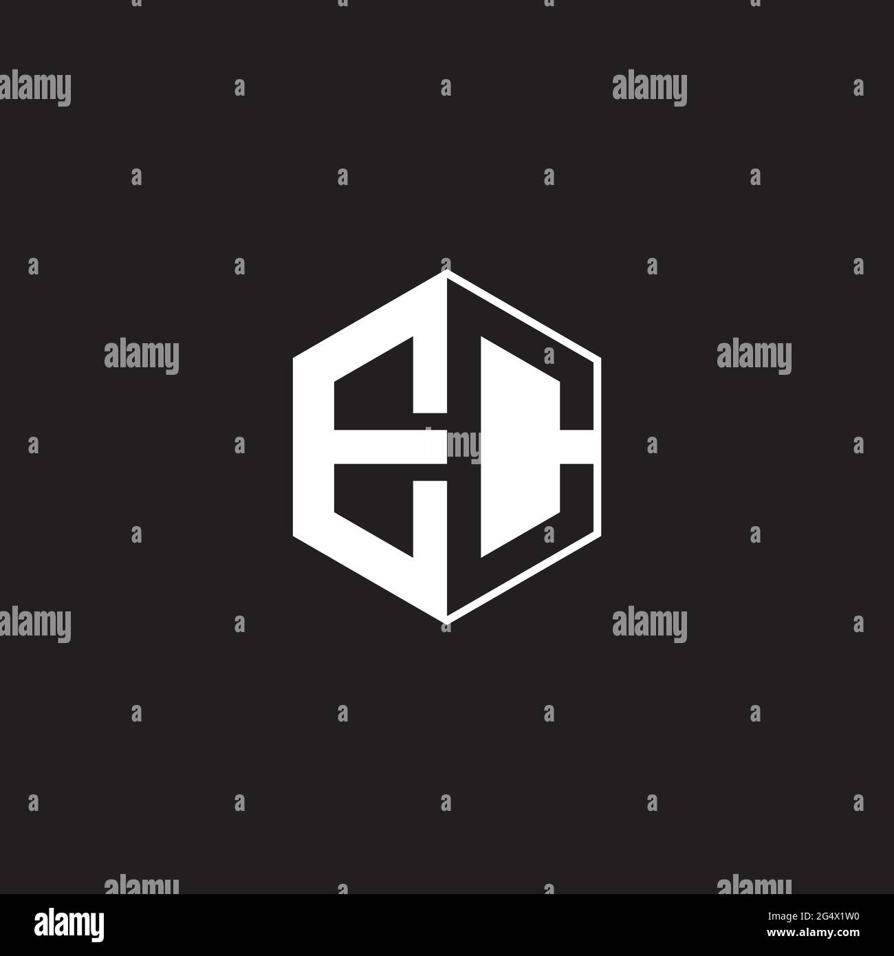 EC E C CE Logo monogram hexagon with black background negative space style Stock Vector