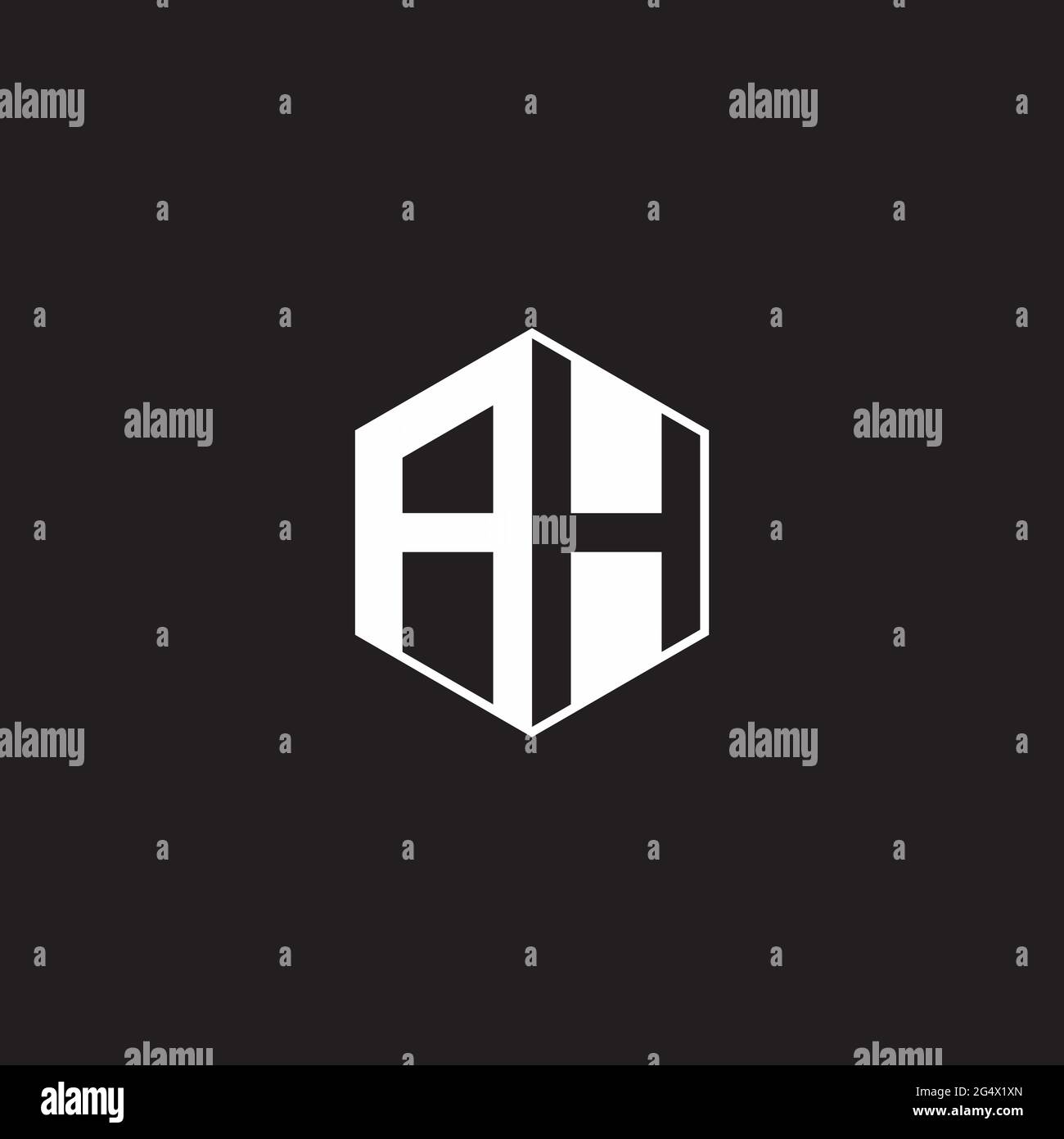 AH A H HA Logo monogram hexagon with black background negative space ...