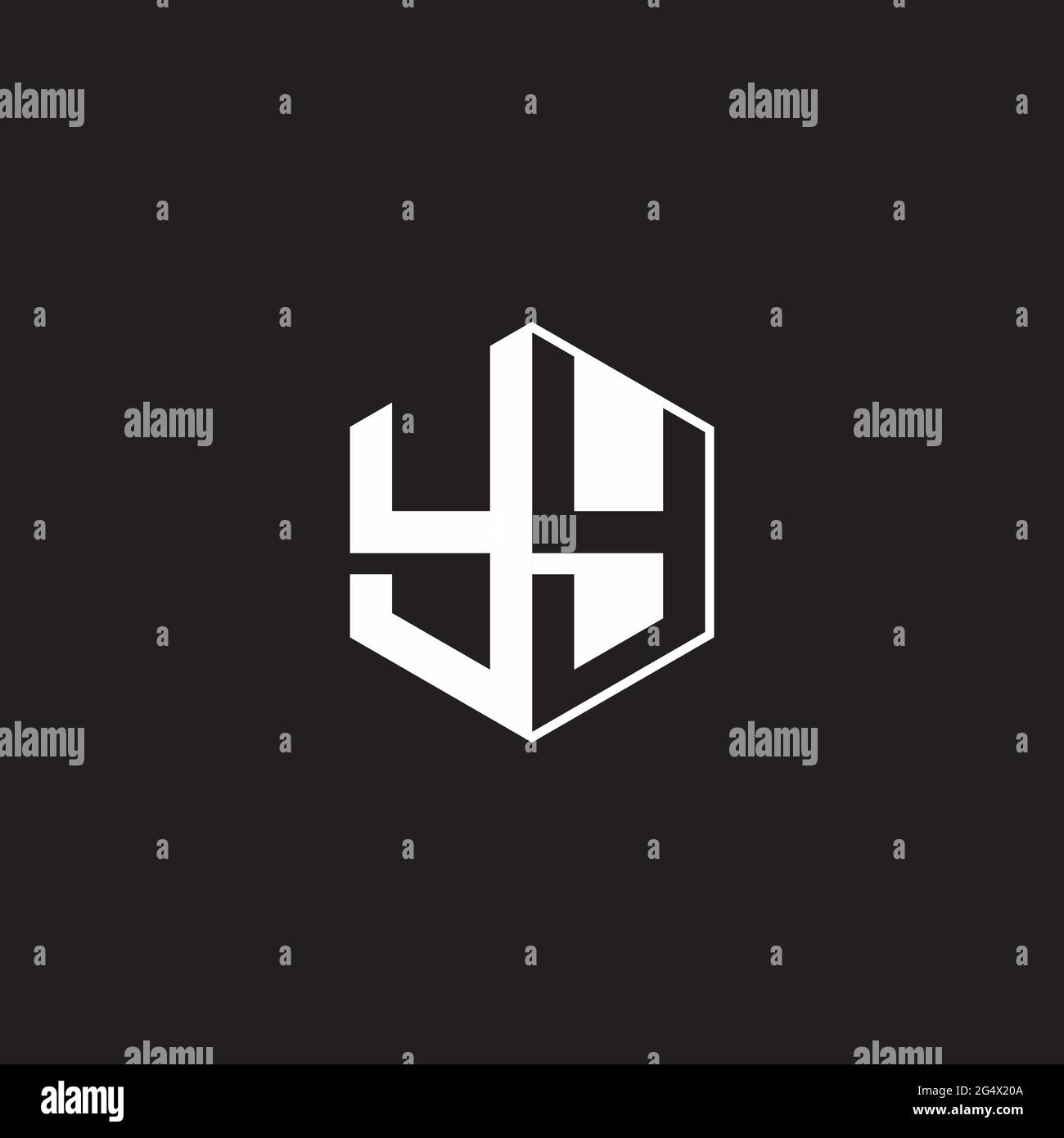 YY Y Logo monogram hexagon with black background negative space style Stock Vector