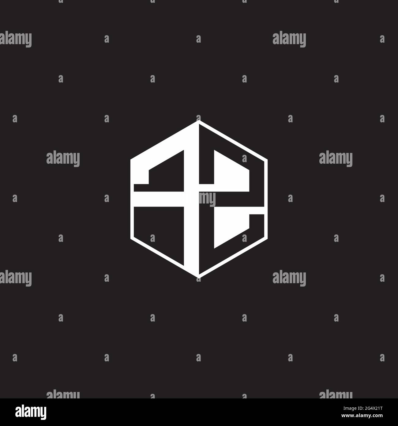 FZ F Z ZF Logo monogram hexagon with black background negative space ...