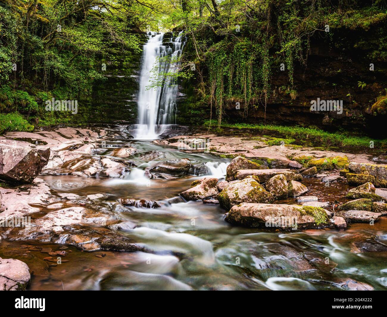 Blaen y Glyn Isaf Waterfall, Brecon Beacons, Wales, England Stock Photo