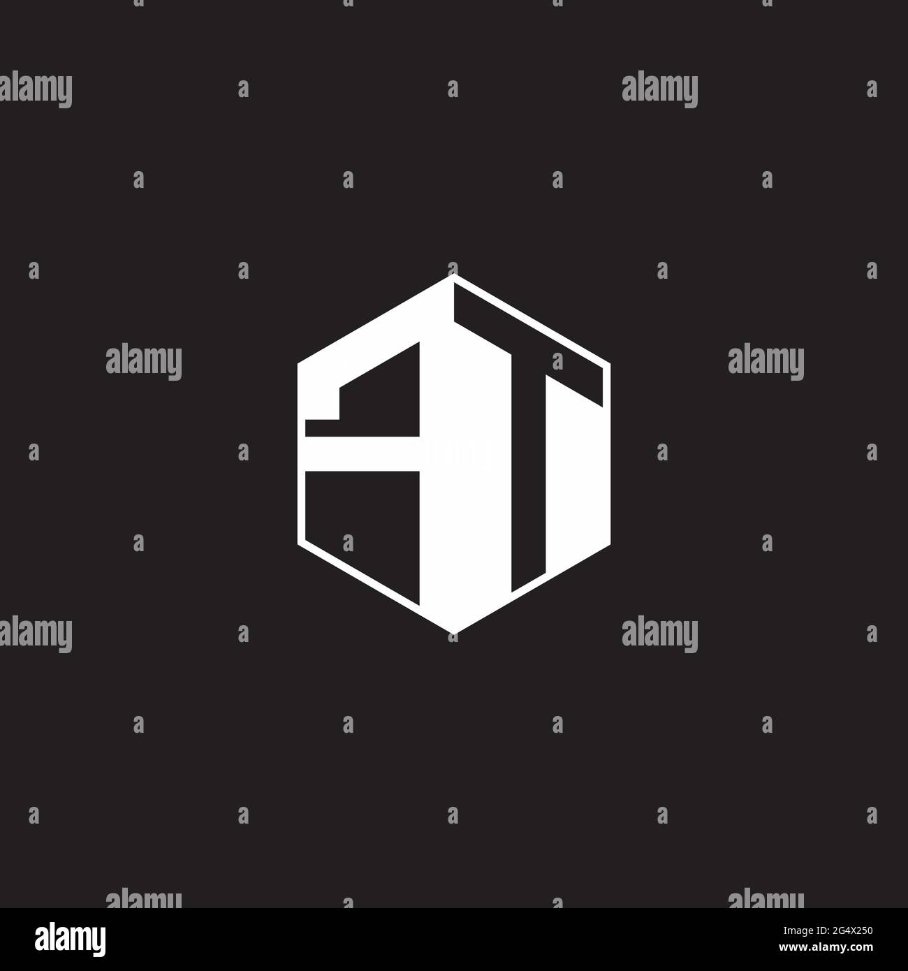 FT F T TF Logo monogram hexagon with black background negative space ...