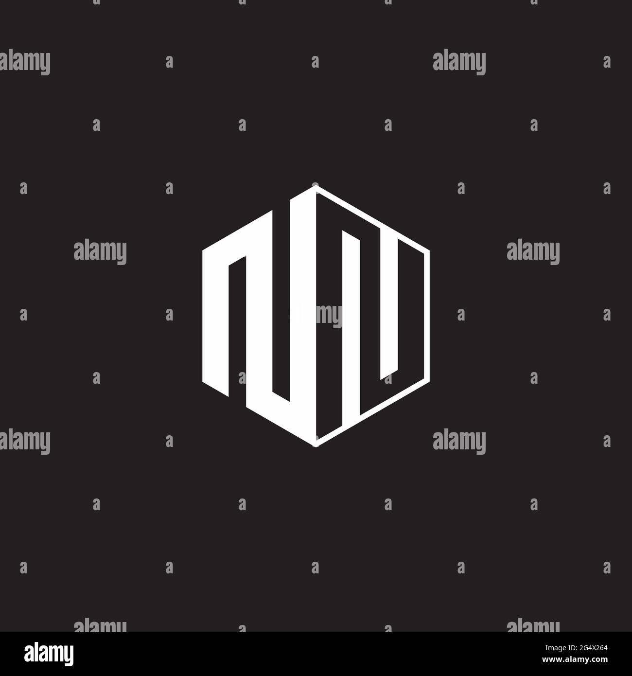 NN N Logo monogram hexagon with black background negative space style Stock Vector
