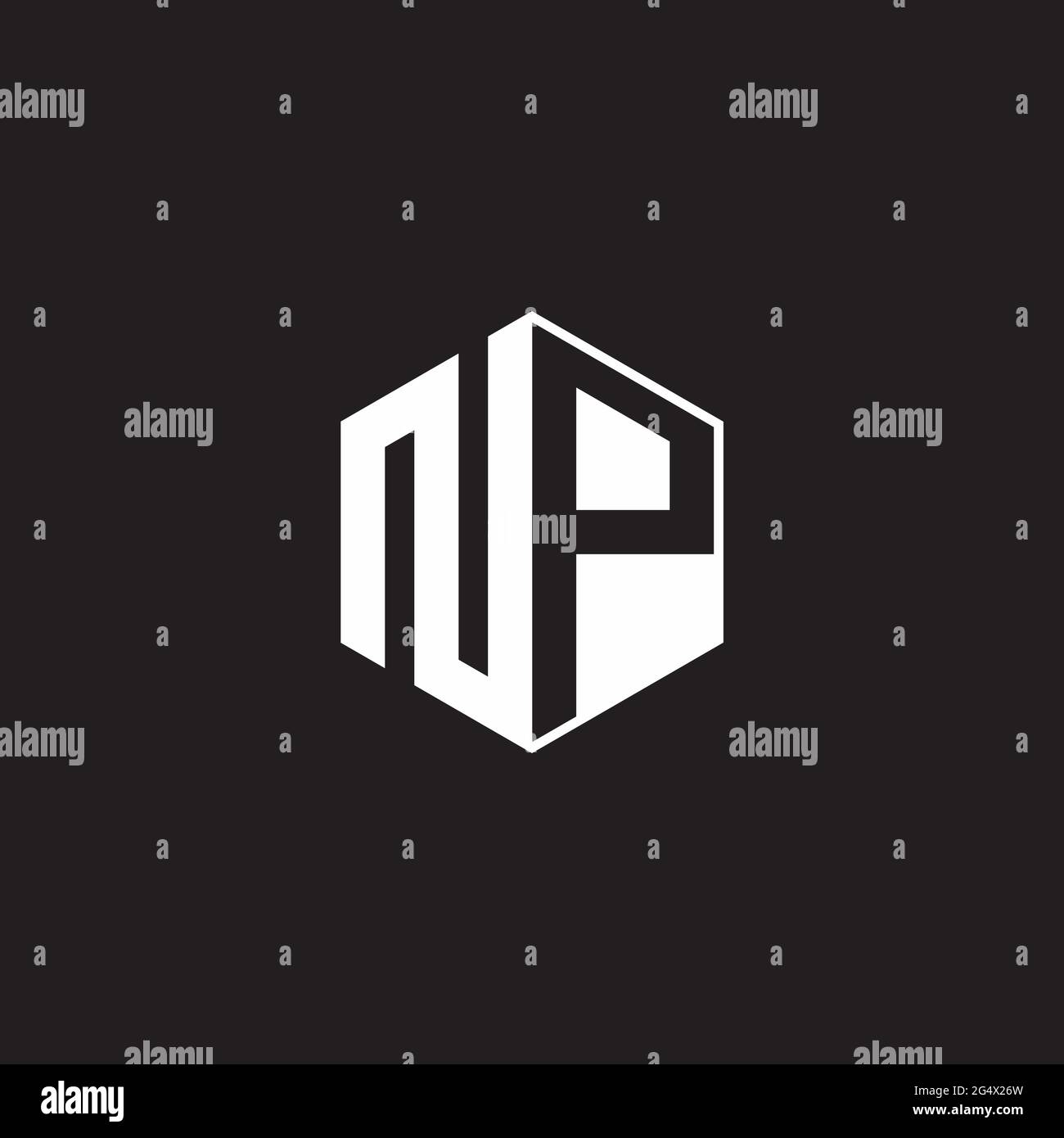 NP N P PN Logo monogram hexagon with black background negative space ...