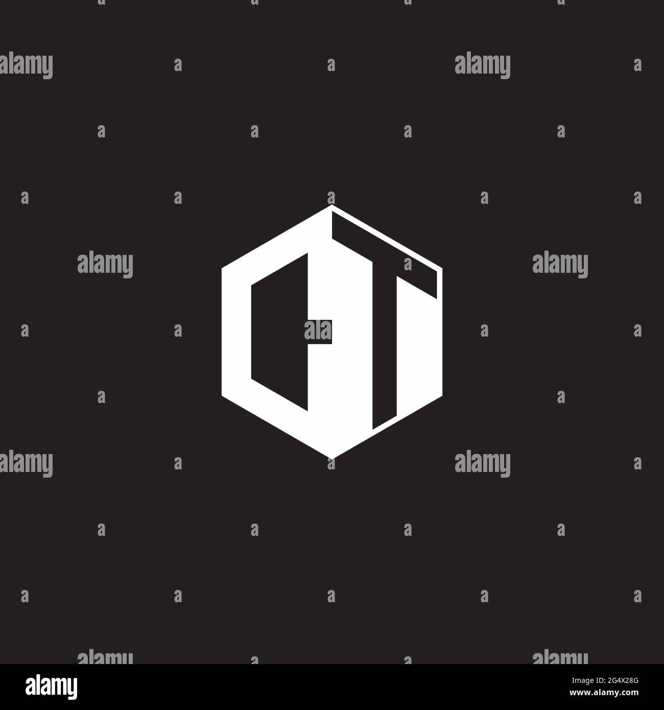 CT C T TC Logo monogram hexagon with black background negative space ...