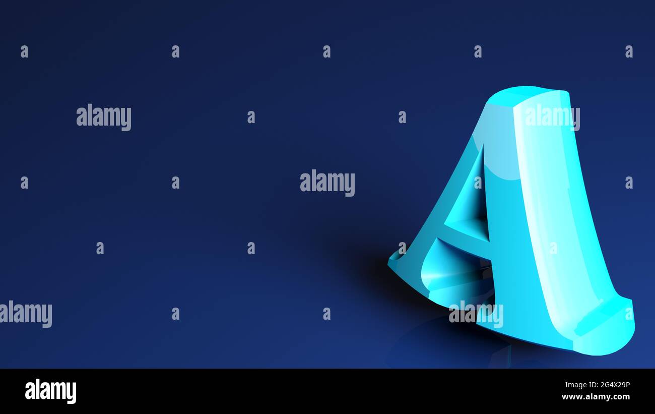 Blue background with A letter - 3D rendering illustration Stock Photo ...