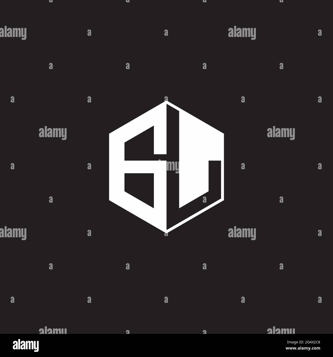 GL G L LG Logo monogram hexagon with black background negative space ...