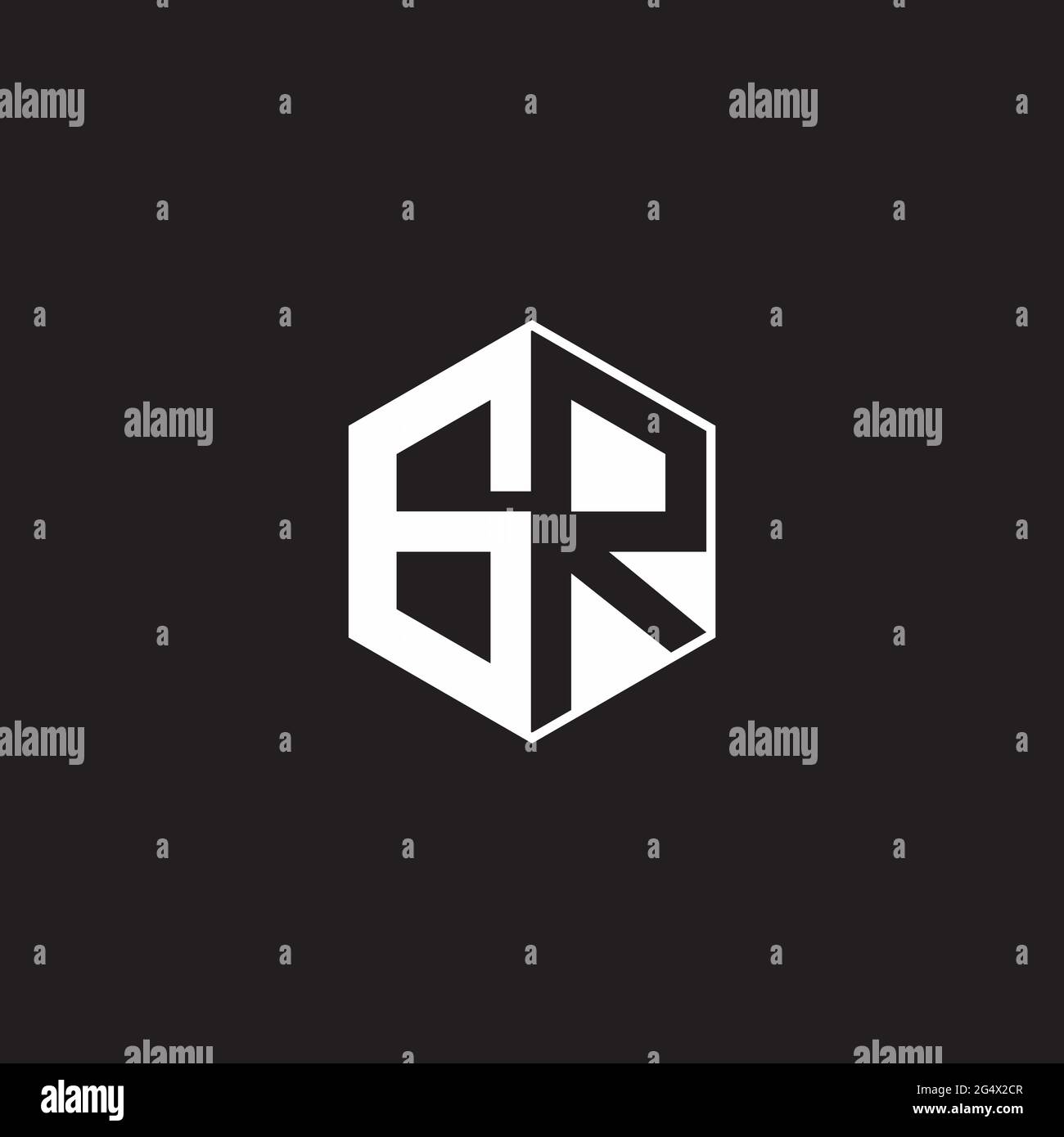 Rg Rg Rgr R GR G R RG Logo monogram hexagon with black background negative space ...