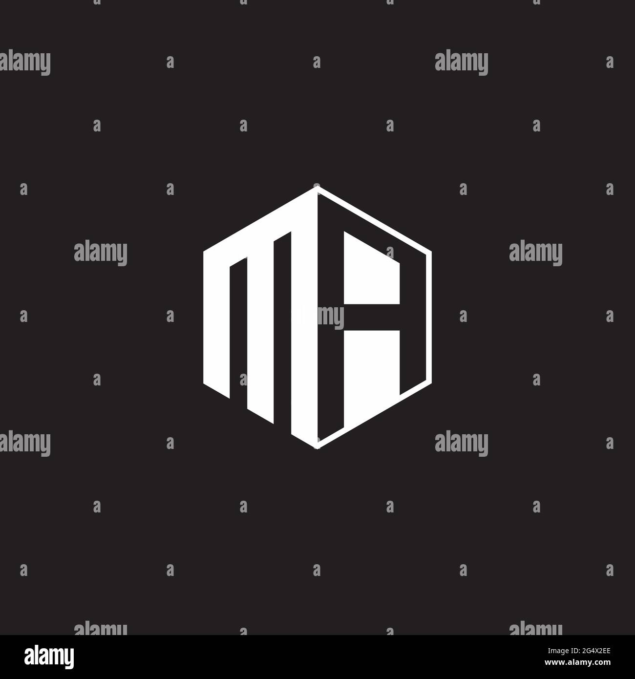 MA M A AM Logo monogram hexagon with black background negative space ...