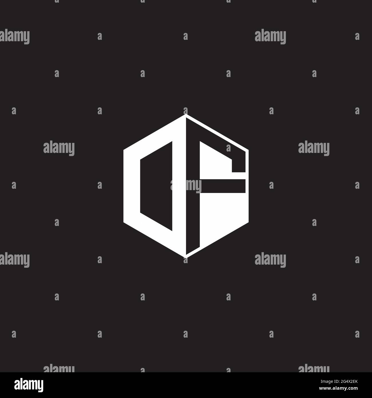DF OF Logo monogram hexagon with black background negative space style ...
