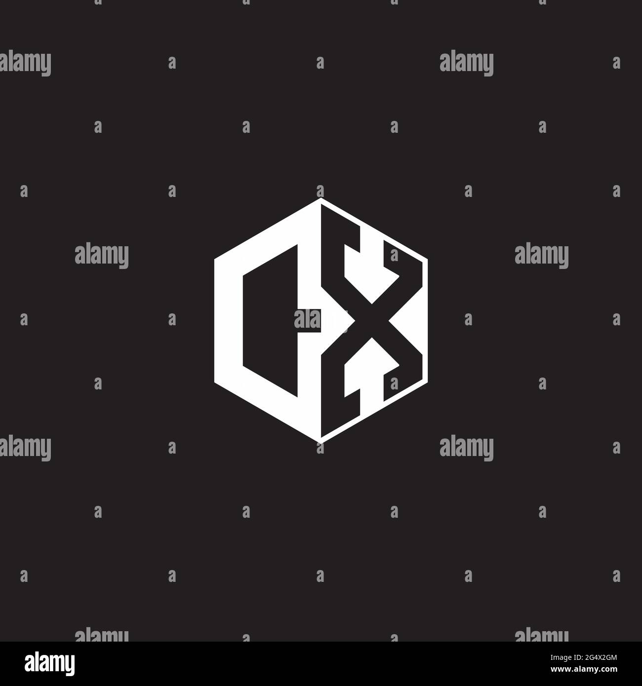 CX C X XC Logo monogram hexagon with black background negative space ...
