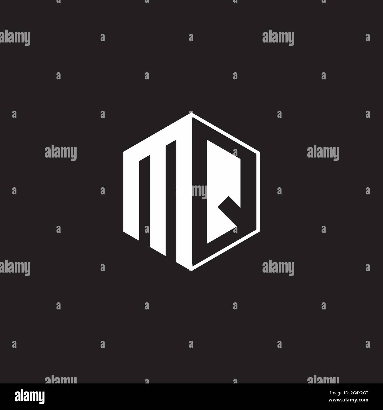 MQ M Q QM Logo monogram hexagon with black background negative space ...