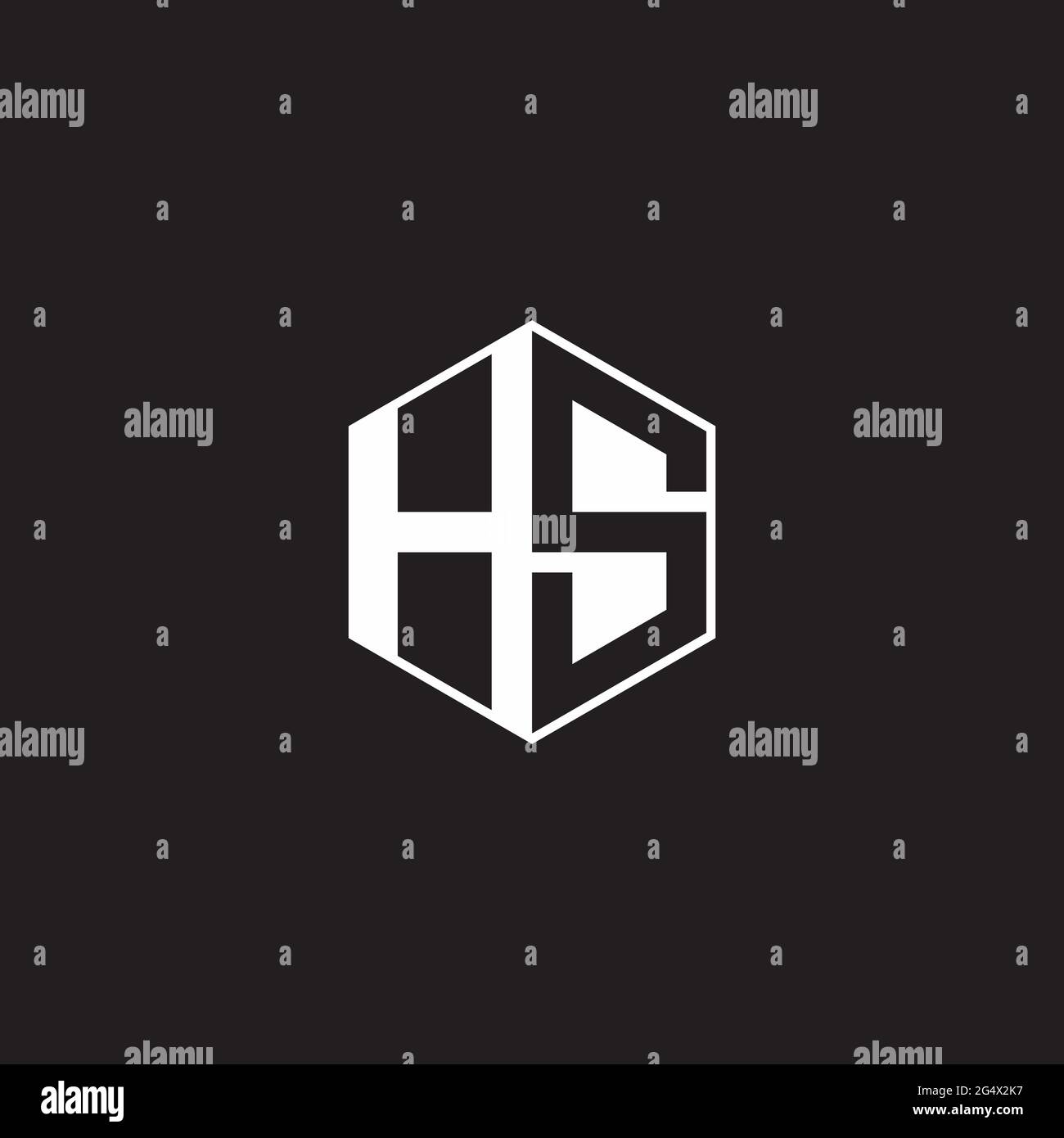 HS H S SH Logo monogram hexagon with black background negative space ...