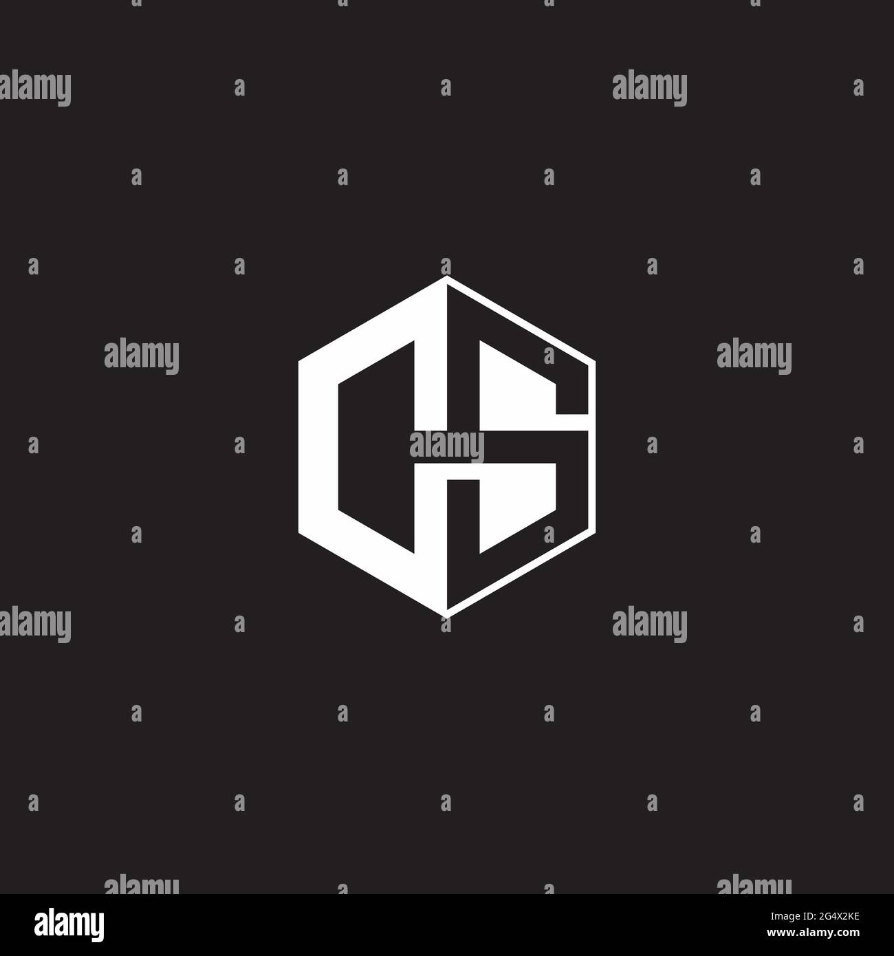 CS C S SC Logo monogram hexagon with black background negative space style Stock Vector