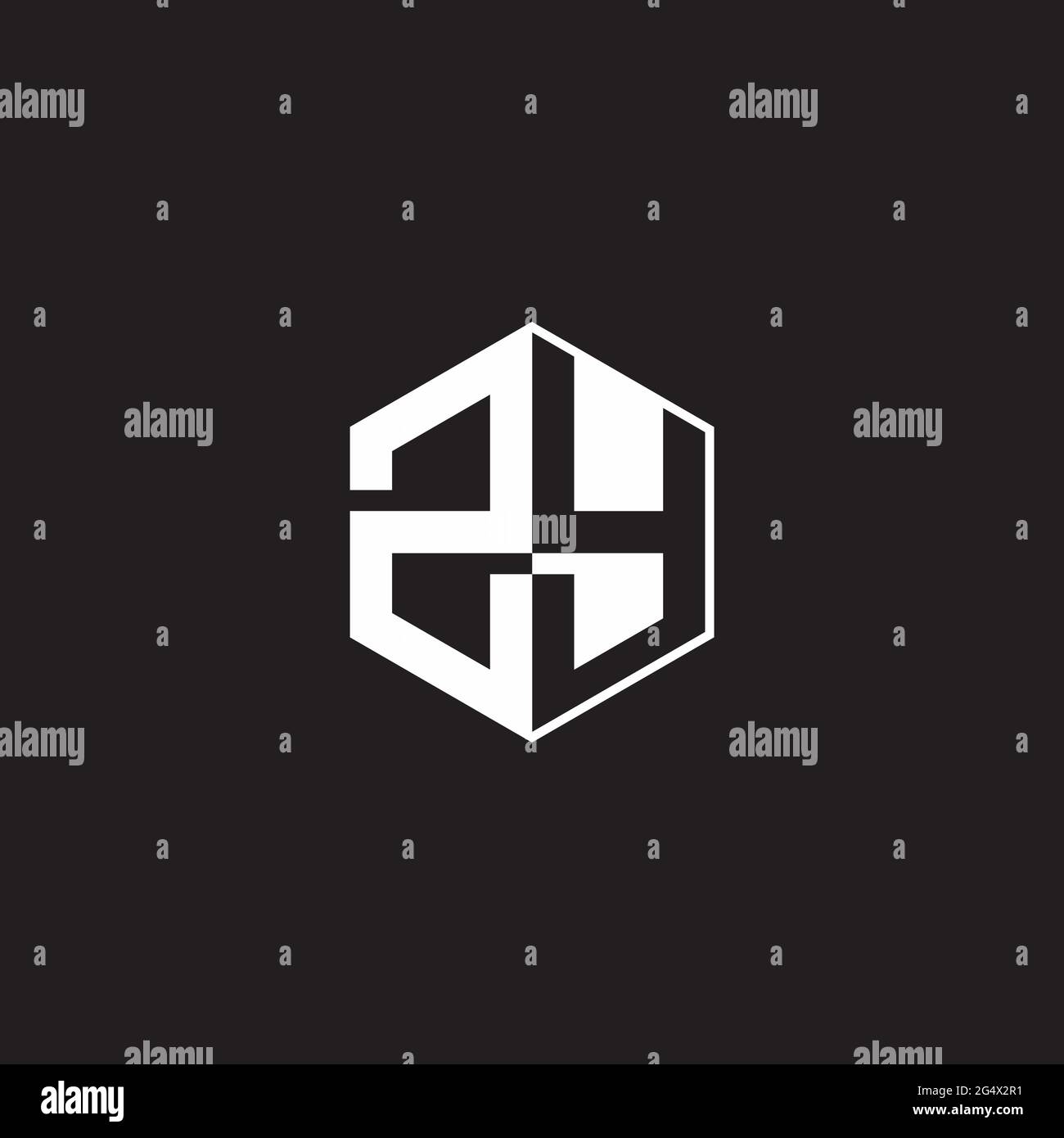 ZY Z Y YZ Logo monogram hexagon with black background negative space ...