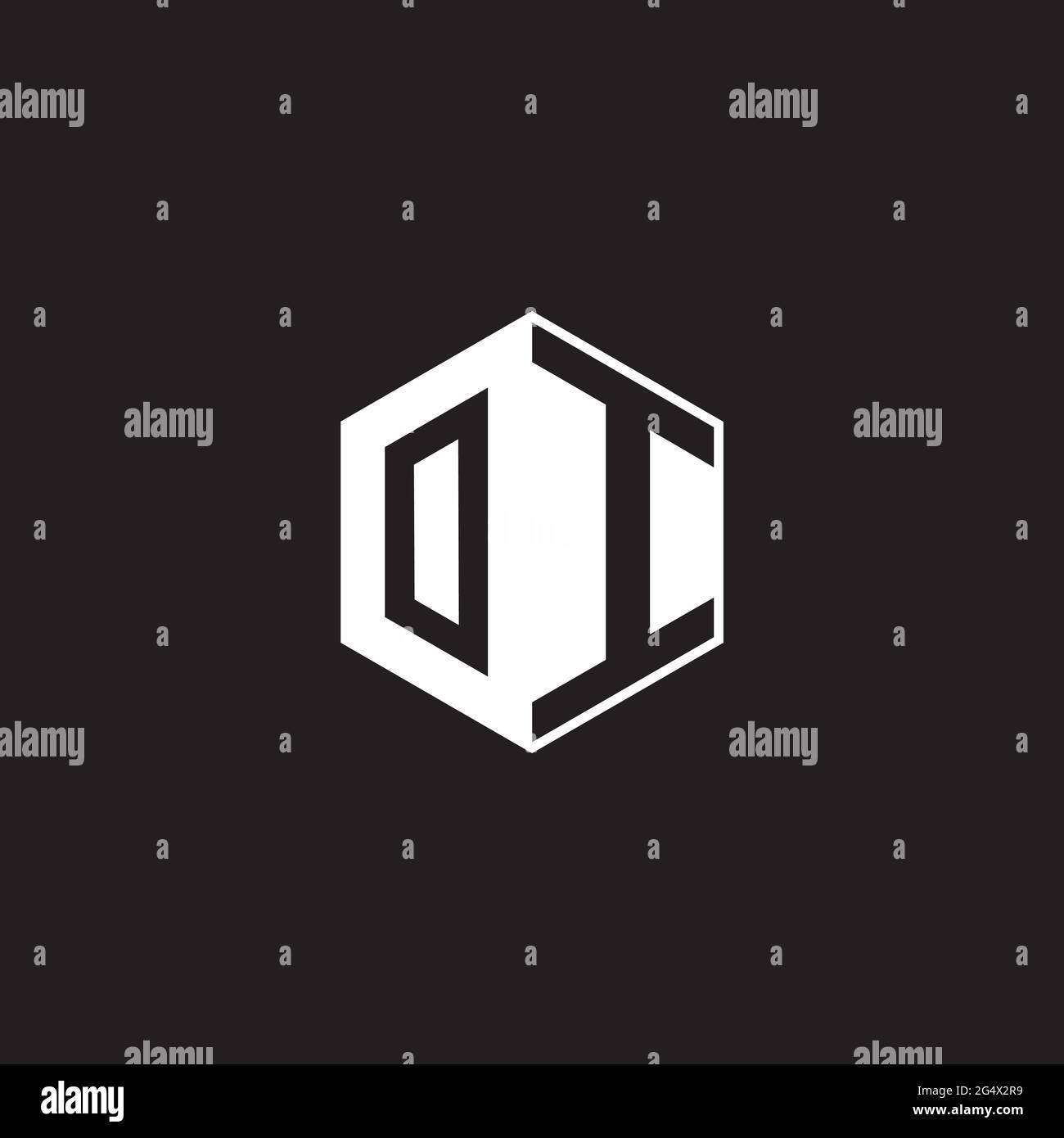 OI O I IO Logo monogram hexagon with black background negative space style Stock Vector Image