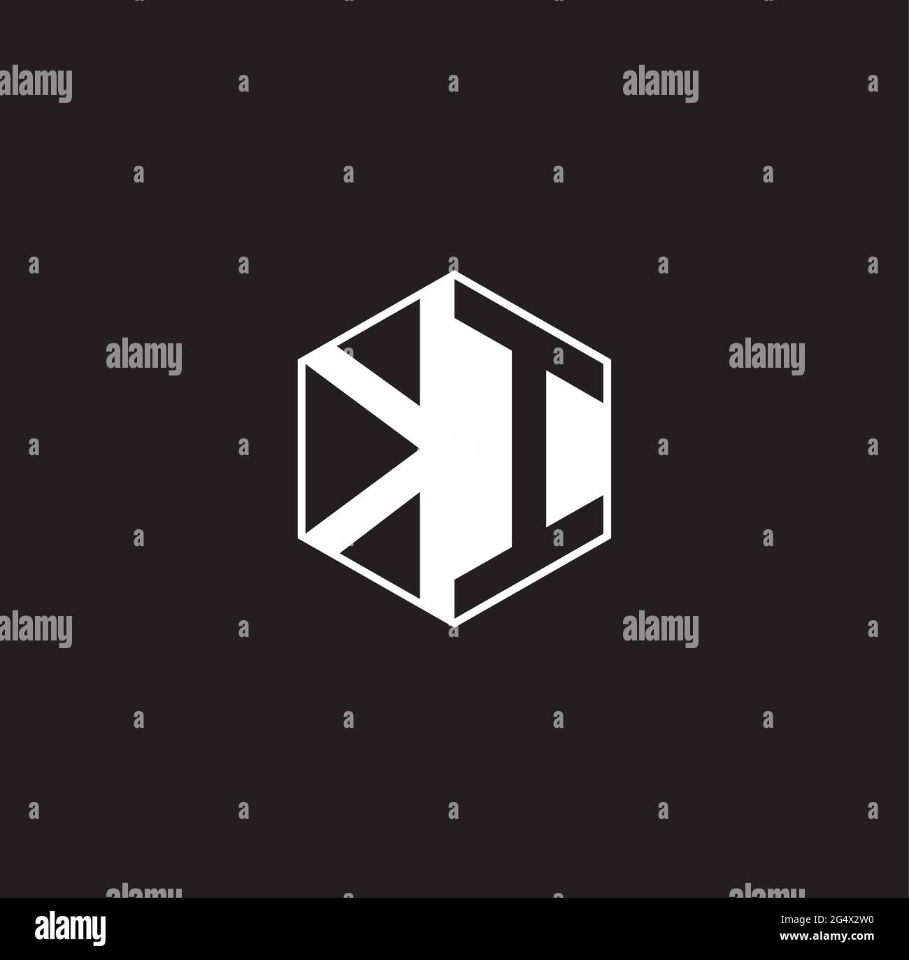 KI K I IK Logo monogram hexagon with black background negative space ...