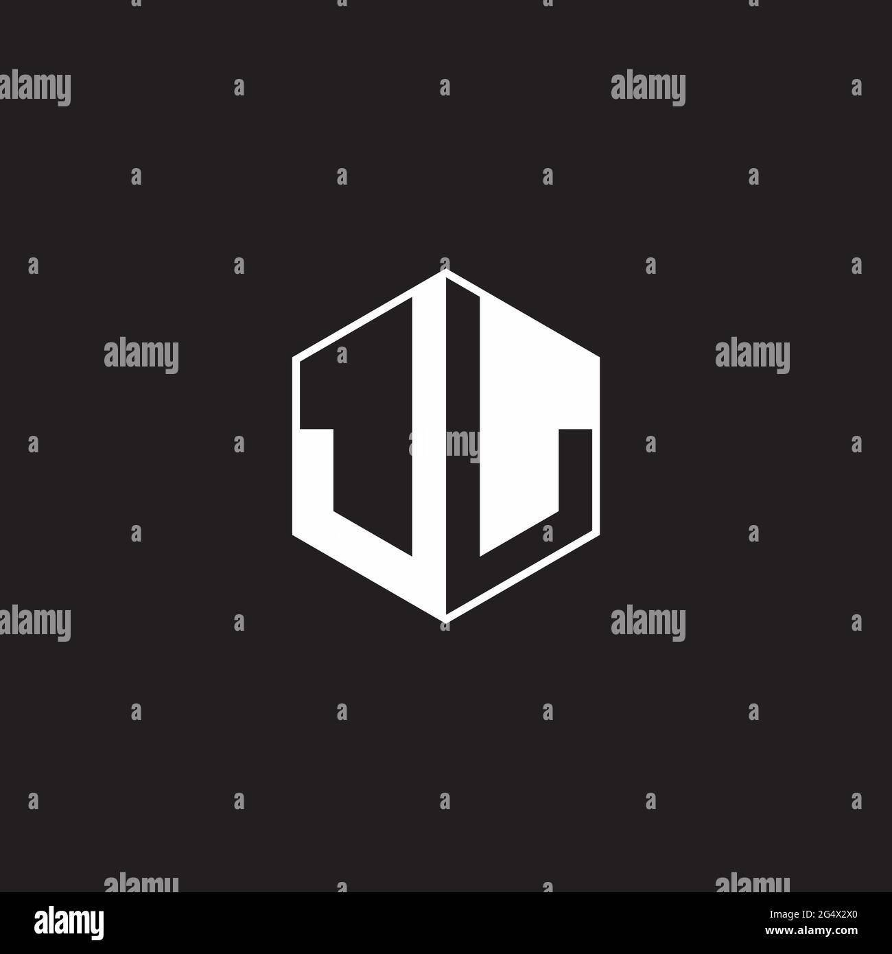 JL J L LJ Logo monogram hexagon with black background negative space style Stock Vector
