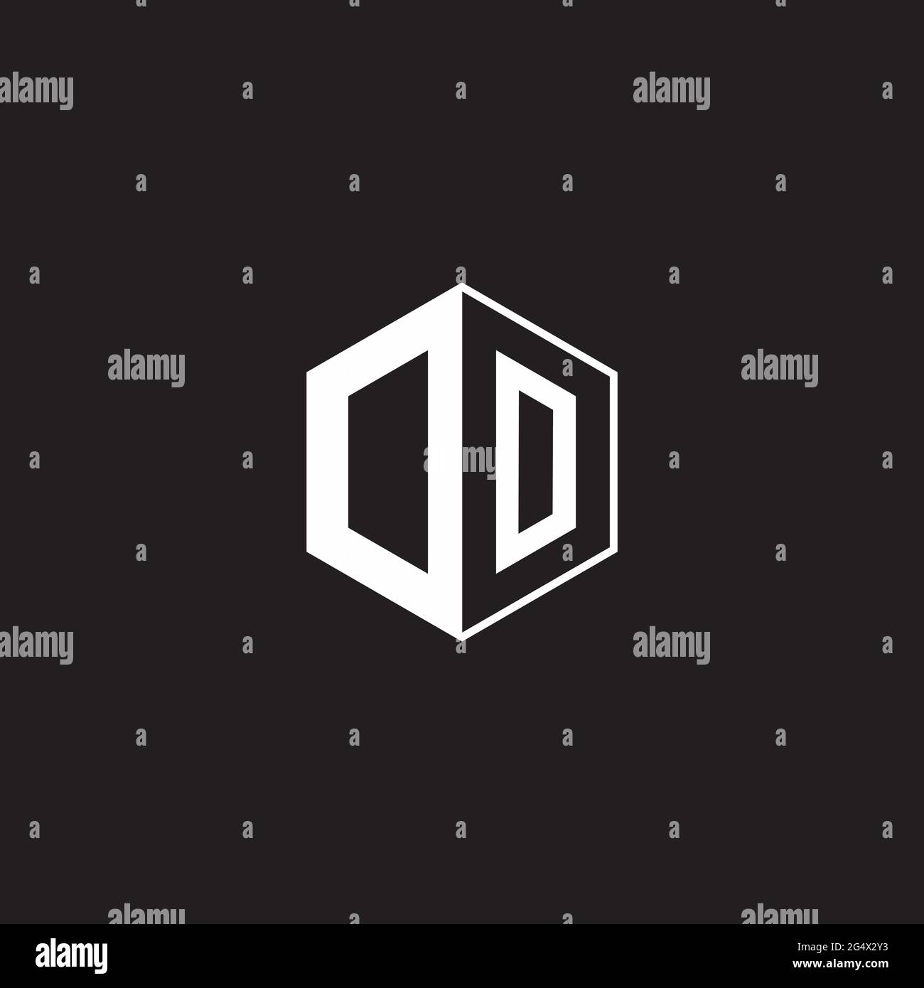 OO O Logo monogram hexagon with black background negative space style Stock Vector