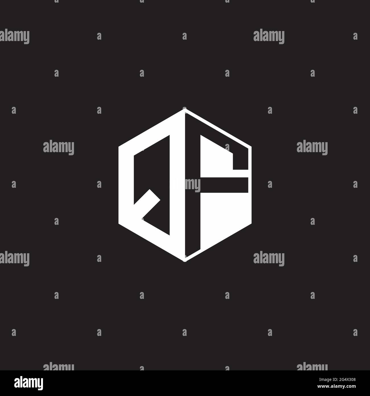 QF Q F FQ Logo monogram hexagon with black background negative space ...
