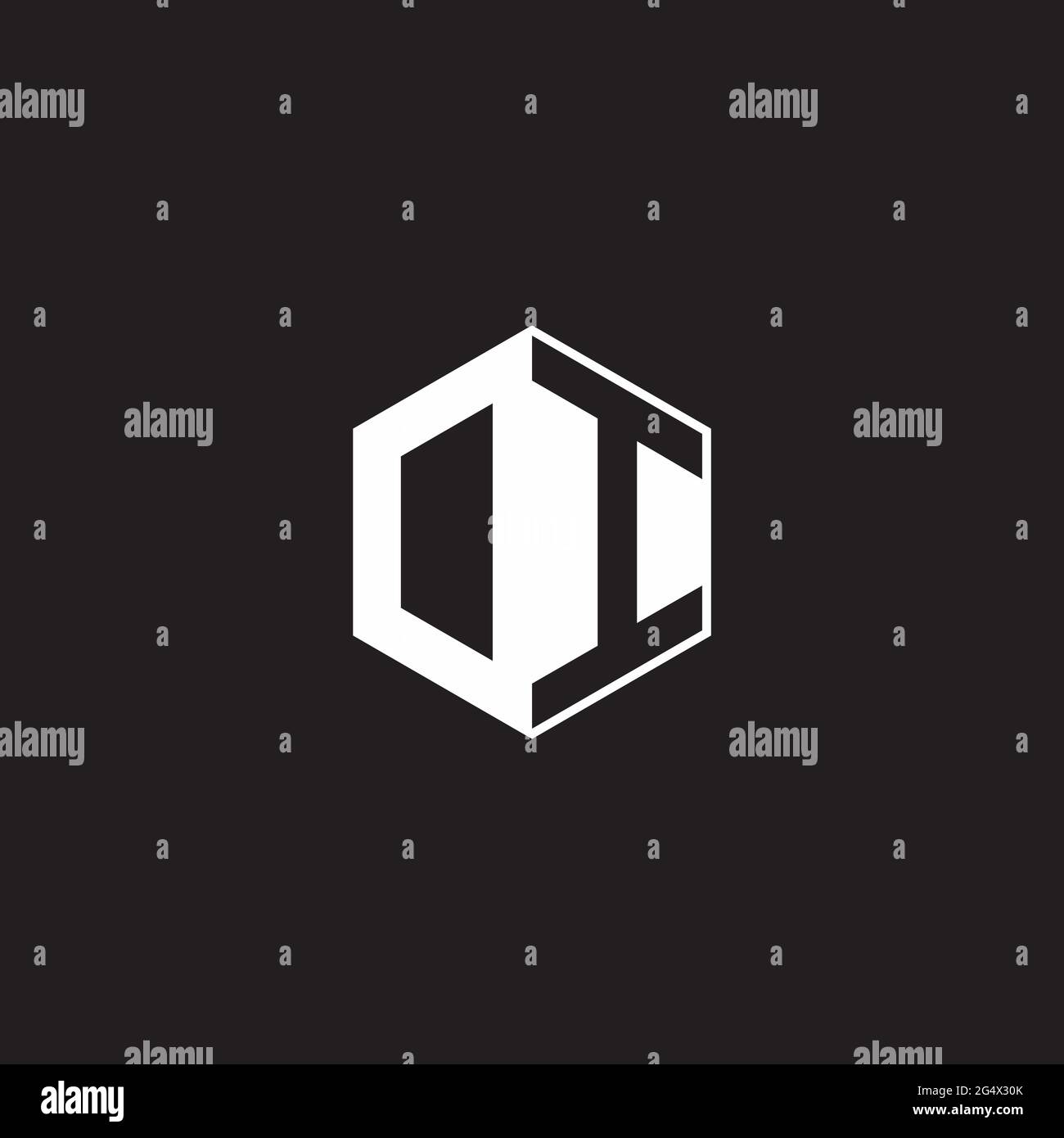 DI OI Logo monogram hexagon with black background negative space style ...