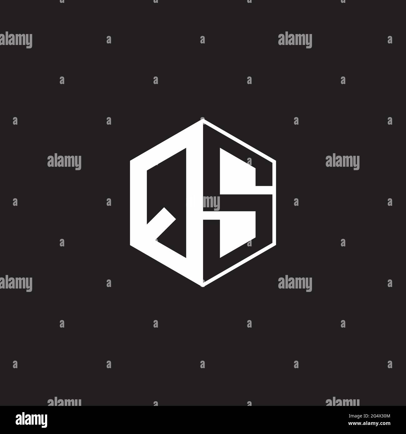 QS Q S SQ Logo monogram hexagon with black background negative space ...