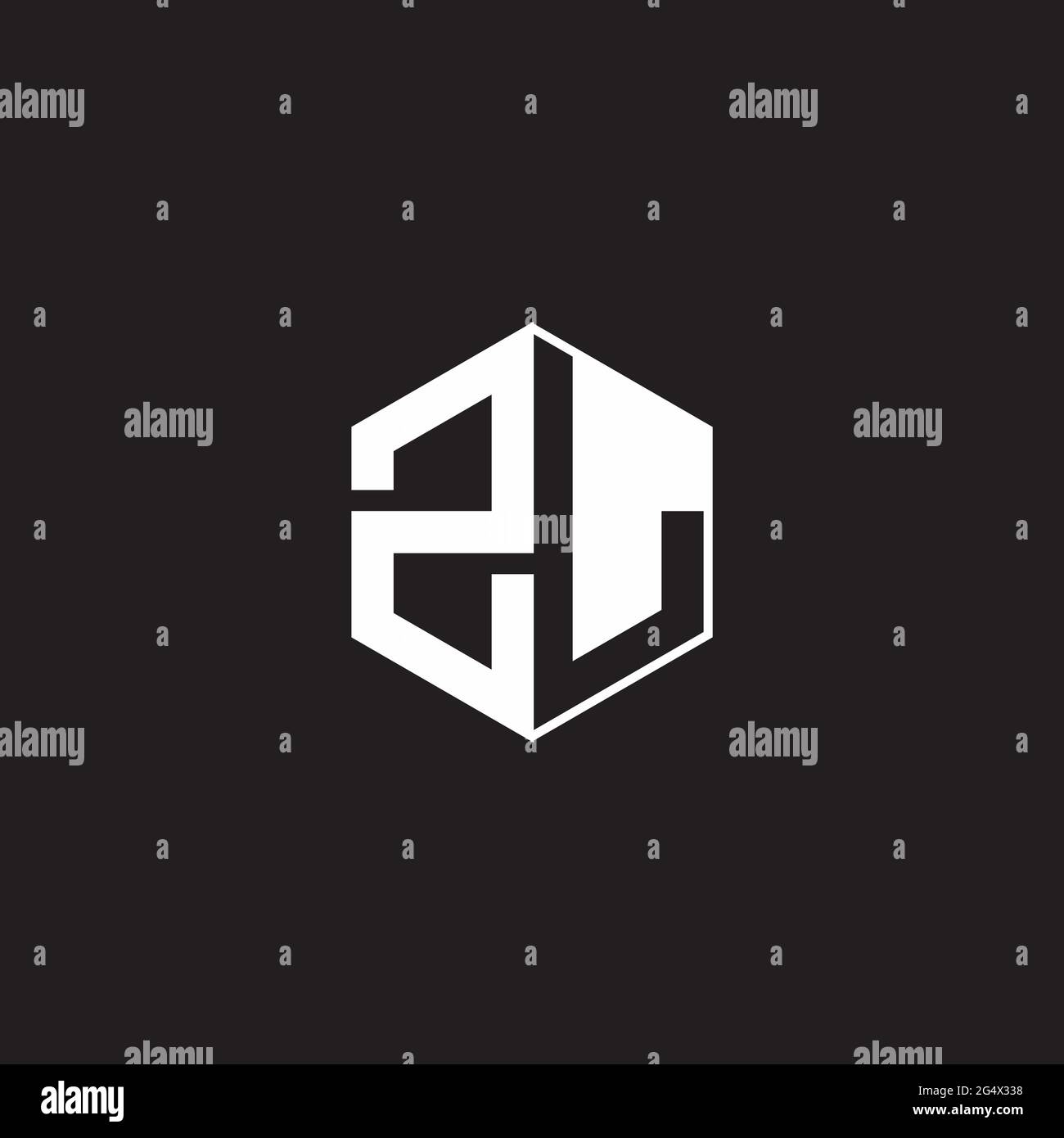 ZL Z L LZ Logo monogram hexagon with black background negative space ...
