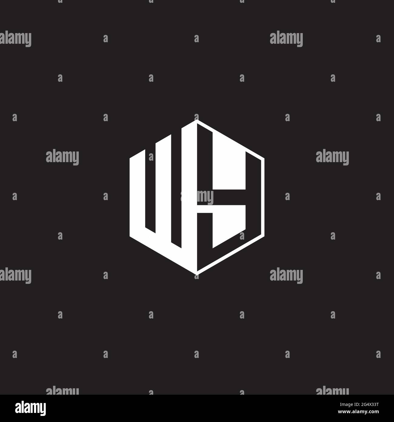 WY W Y YW Logo monogram hexagon with black background negative space style Stock Vector Image