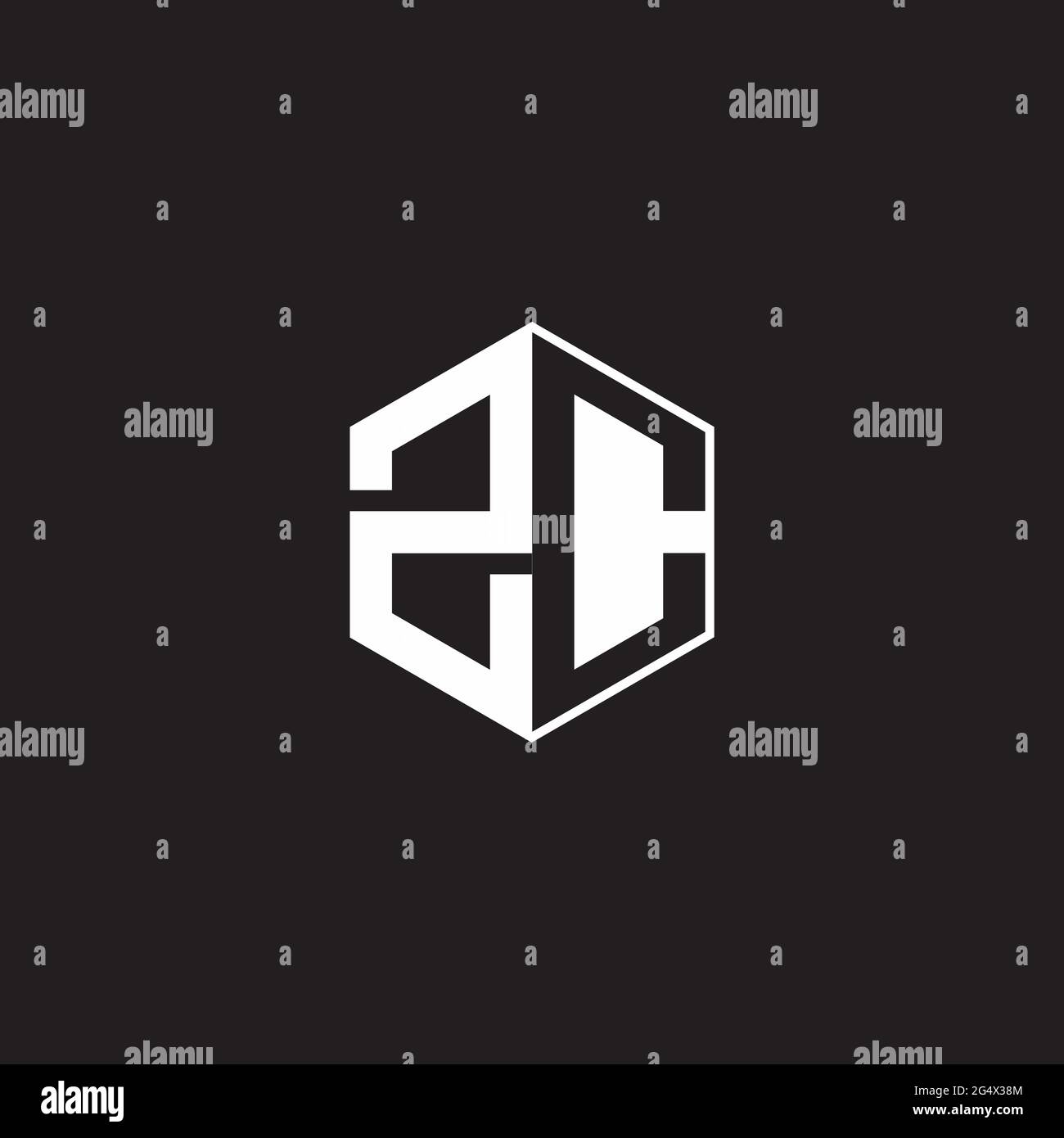 ZC Z C CZ Logo monogram hexagon with black background negative space ...
