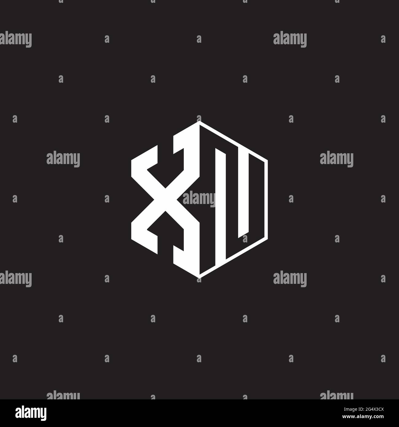 XN X N NX Logo monogram hexagon with black background negative space ...