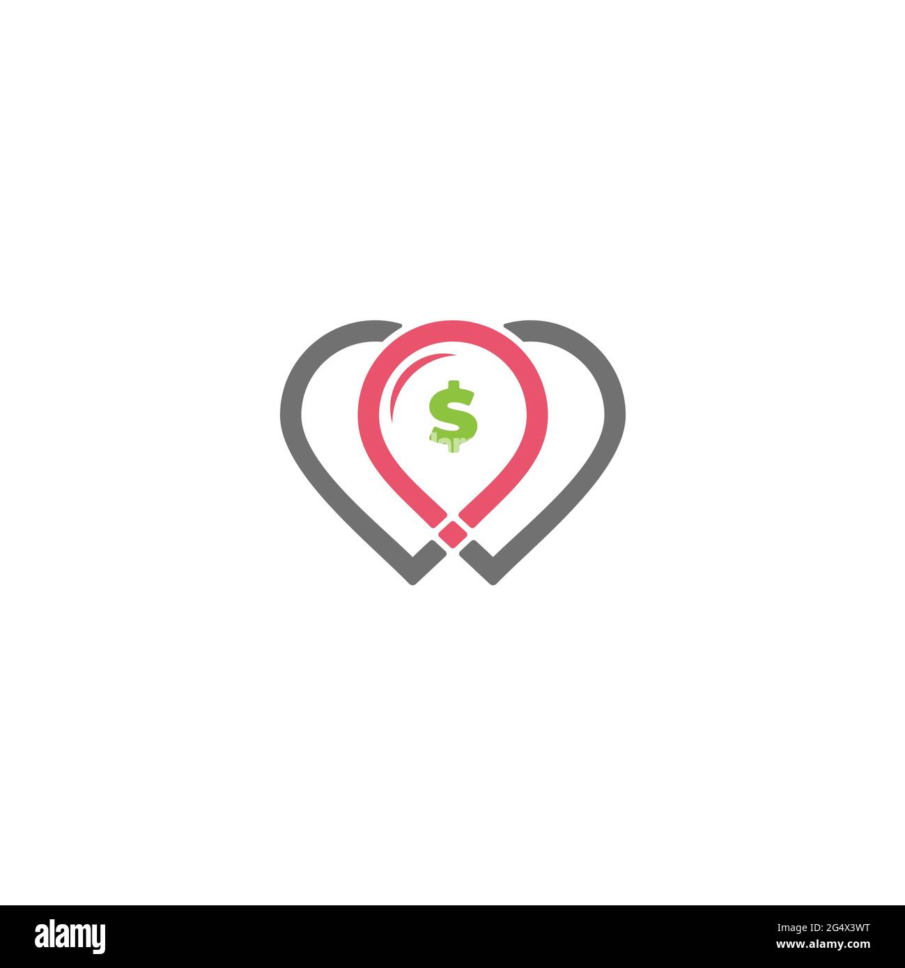 money dollar pin location simple geometric shadow design logo vector Stock Vector
