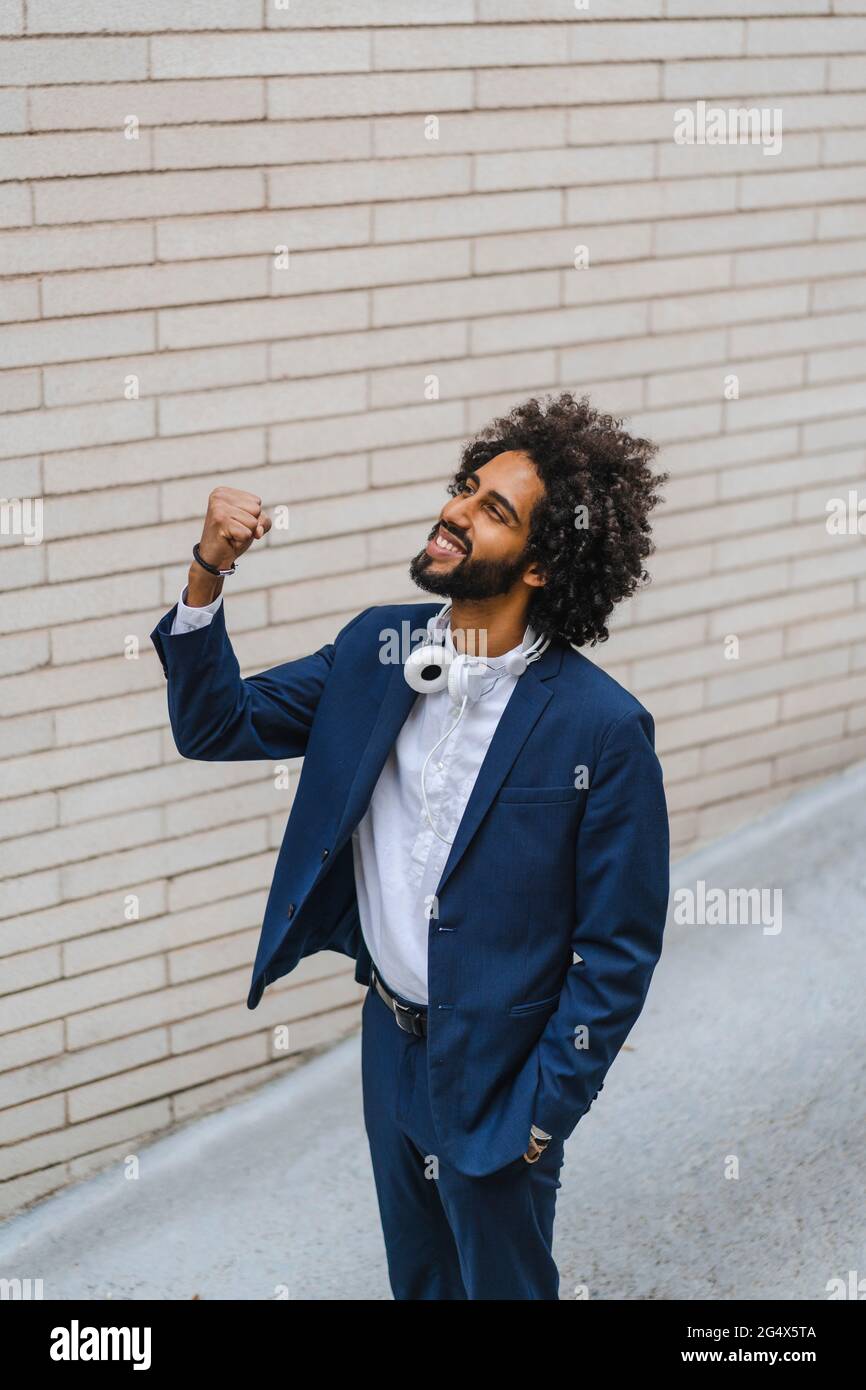 Businessman cheering outdoors hi-res stock photography and images - Alamy