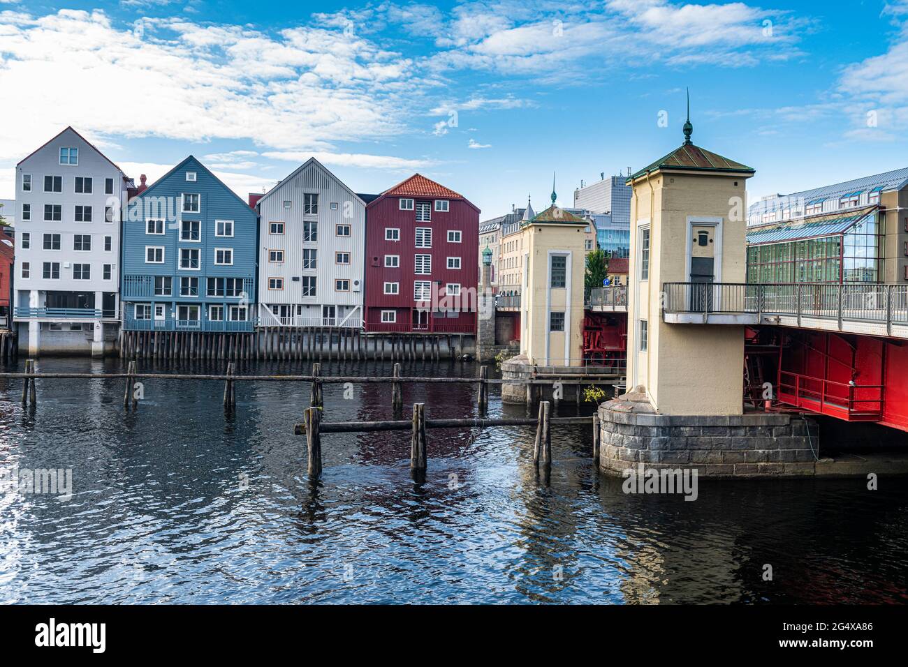 Norway, Trondelag, Trondheim, Old waterfront storehouses Stock Photo