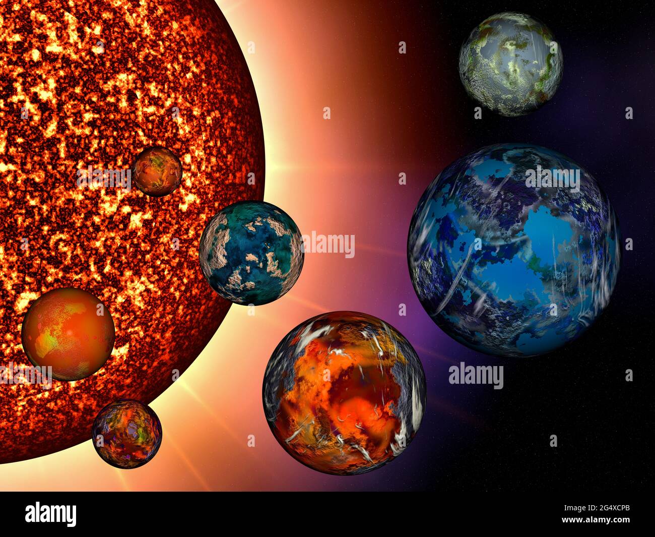 high resolution digitally created 3D image of the solar system with planets  Stock Photo - Alamy