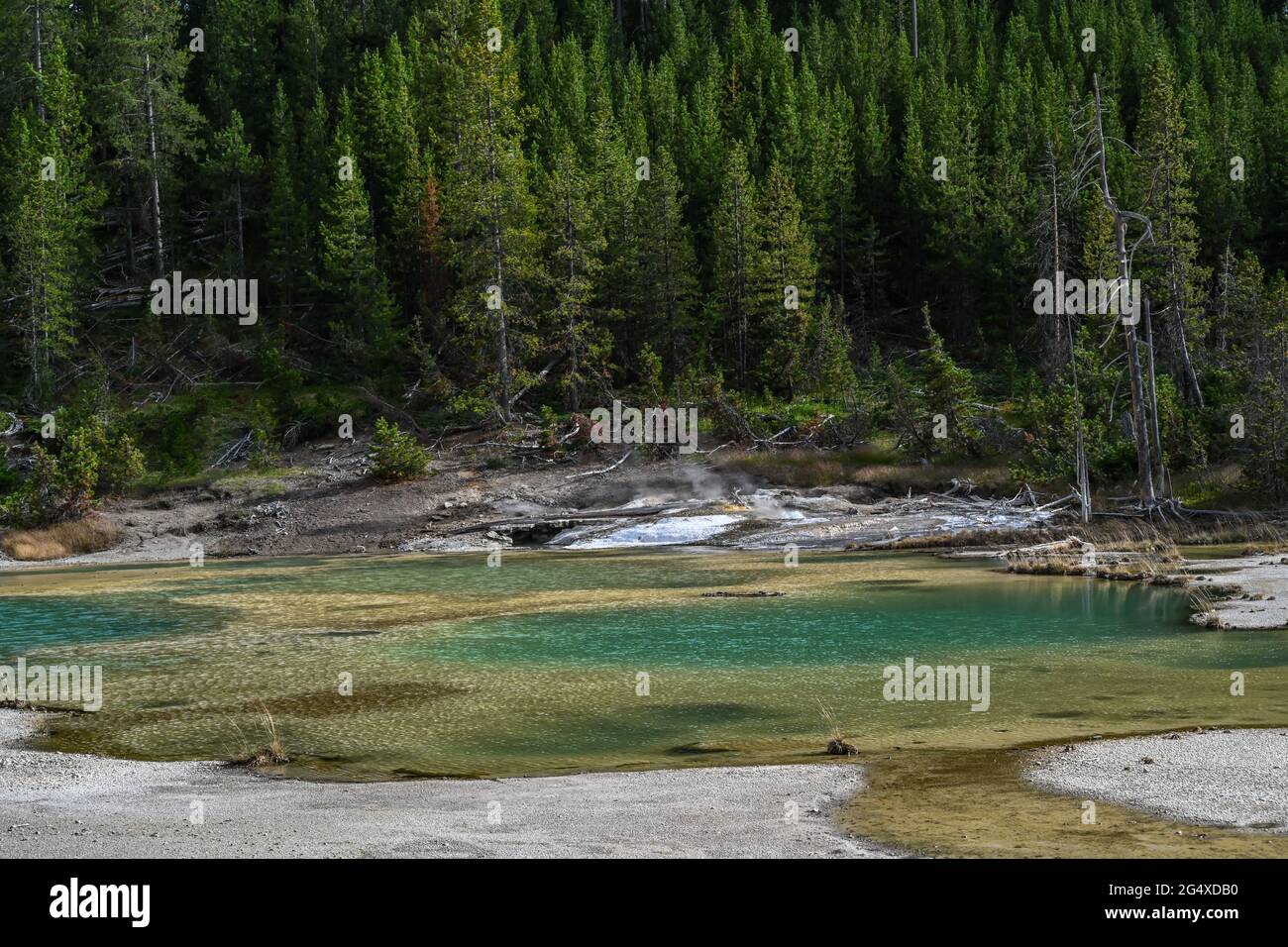 The Crackling Lake in Yellowstone National Park, Wyoming Stock Photo