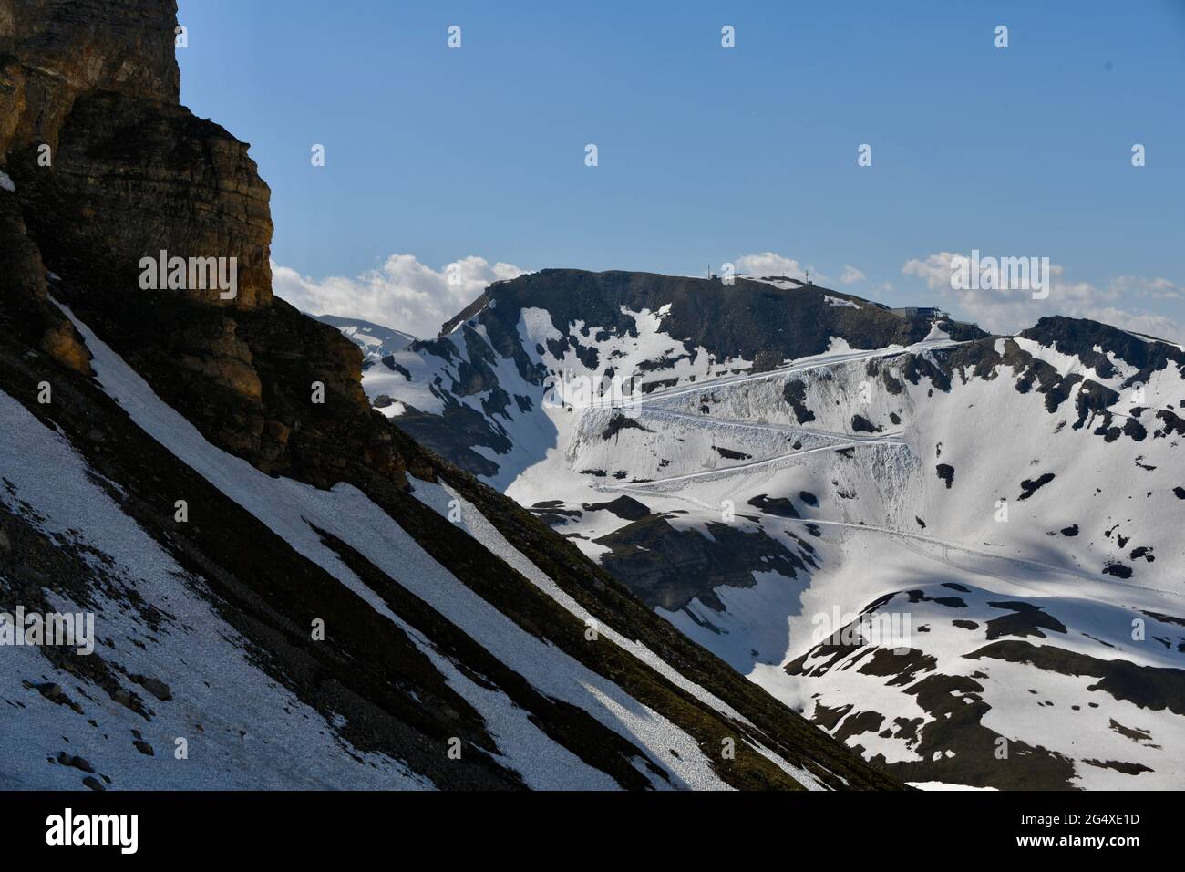 Impressionen von der Grossglockner Hochalpenstrasse mit Blick auf die weindruckende und möchten Berge der österreichischen Alpen Stock Photo