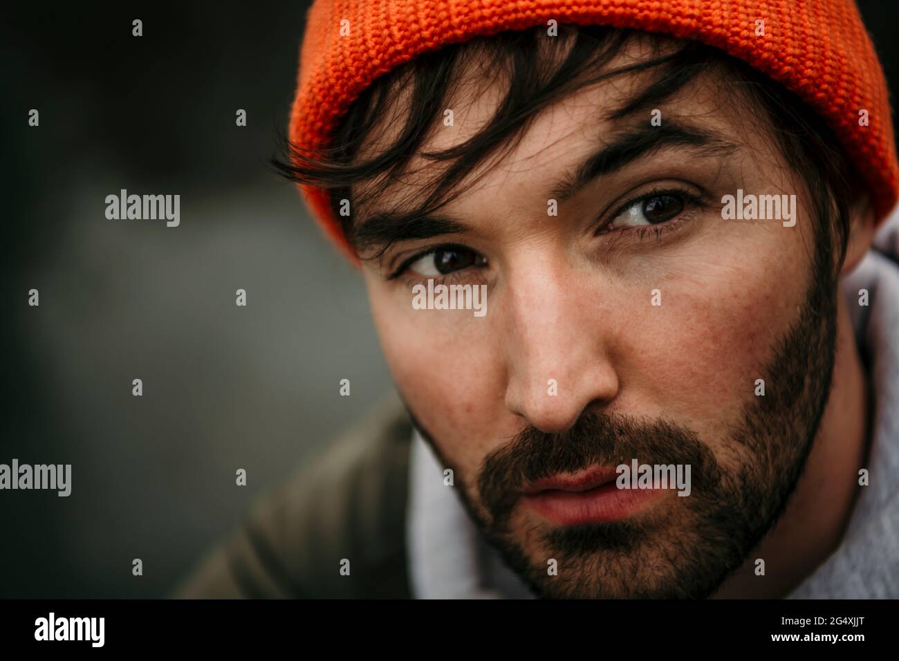 Handsome man wearing knit hat Stock Photo