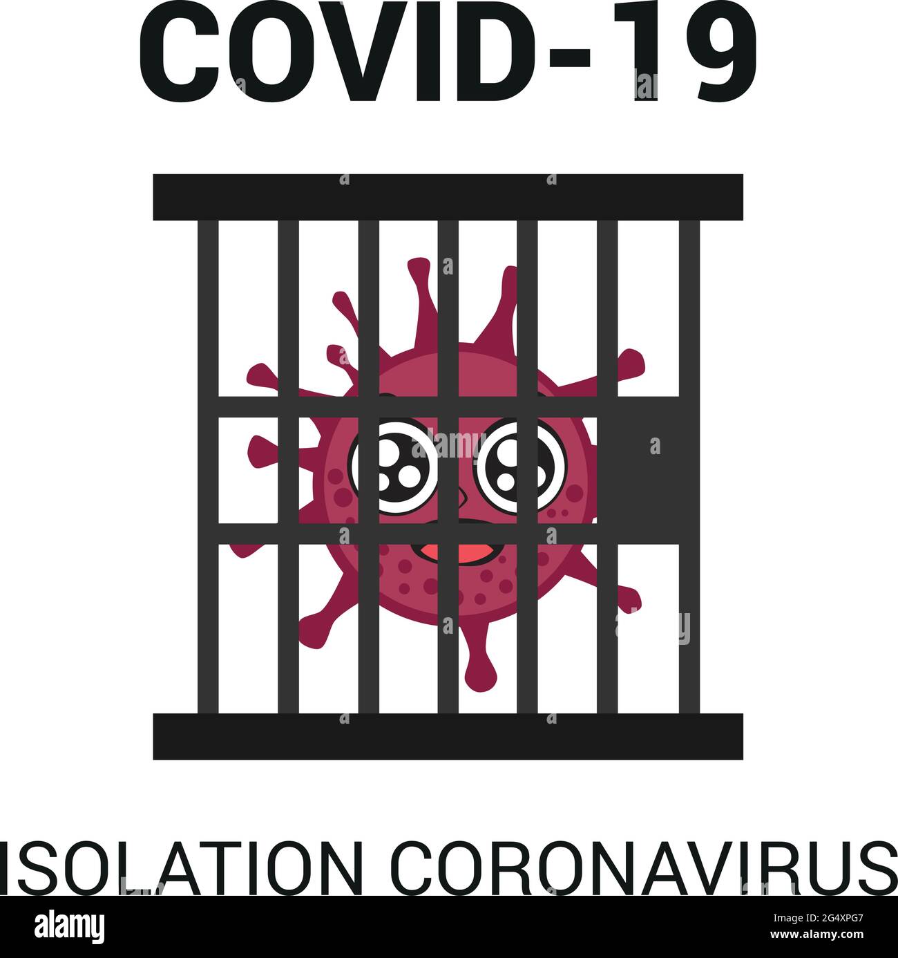 Corona virus cartoon characters who are in prison isolation. vector ...